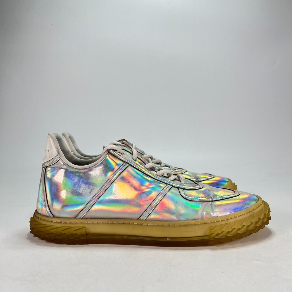 Giuseppe Zanotti Blabber Holographic Silver Low Top Shoes Men's Sz US 11.5 EU 44